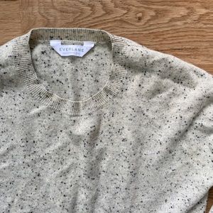 Gray Speckled Cashmere Cropped Crew Neck
